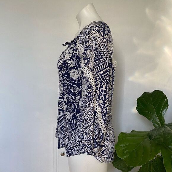 Alice & Trixie 100% Silk mixed floral geometric print blouse - Picture 4 of 13